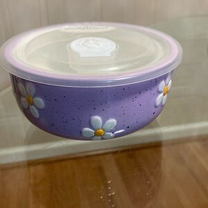 - - Brand New Sunday Morning Ceramic Bowl For Microwave Use Dial Vent To Open